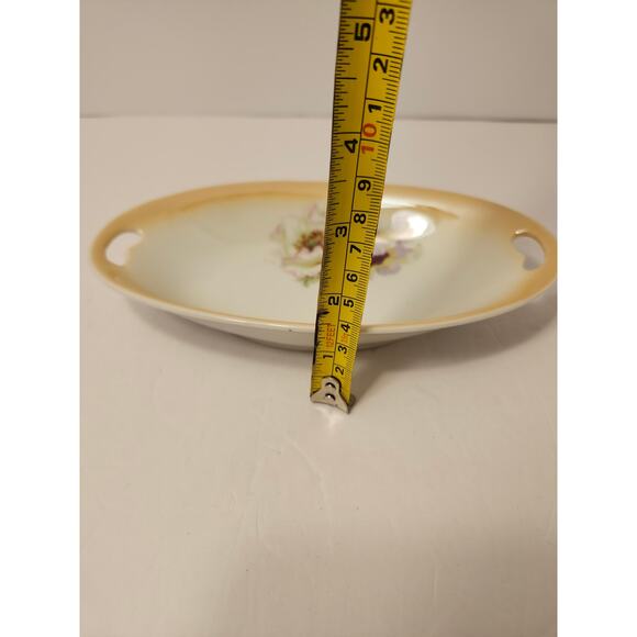 PV Vessra Porcelain Vintage Hand Painted 3 Piece Set Pickle Dish Oval Floral - Picture 10 of 12